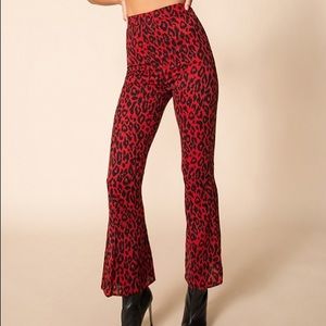 Black and red cheetah Superdown revolve kendall kick flare pants
